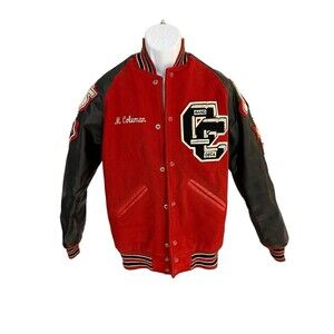 Balfour men's XS letterman Varsity bomber jacket red